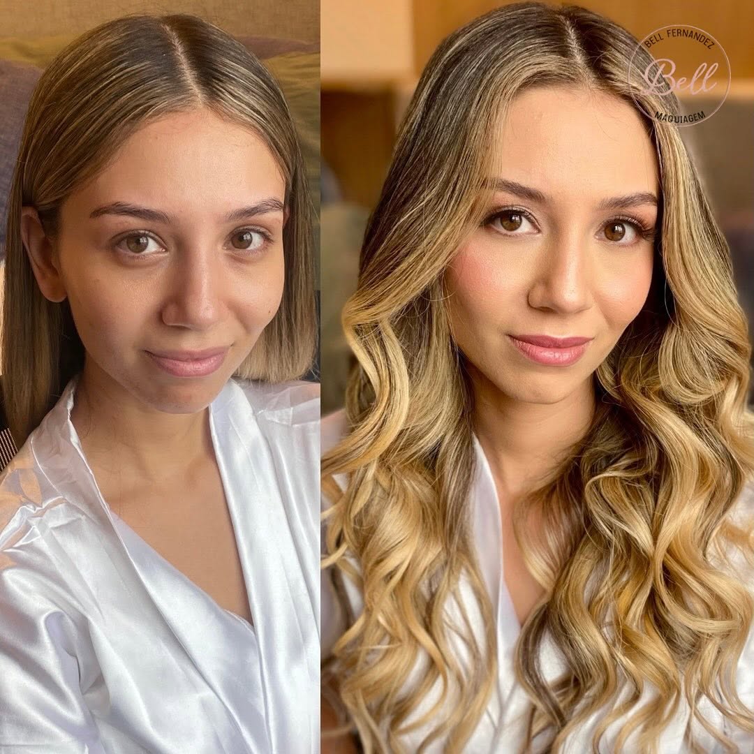 Antes e depois de maquiagem e babyliss Bell Maquiagem em Sao Paulo